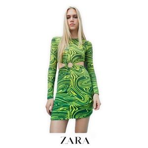 ZARA Women | Green | CUT OUT JACQUARD DRESS